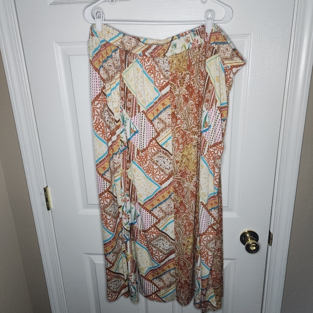 Cato Orange Yellow Pleated Maxi Skirt Resort Wear